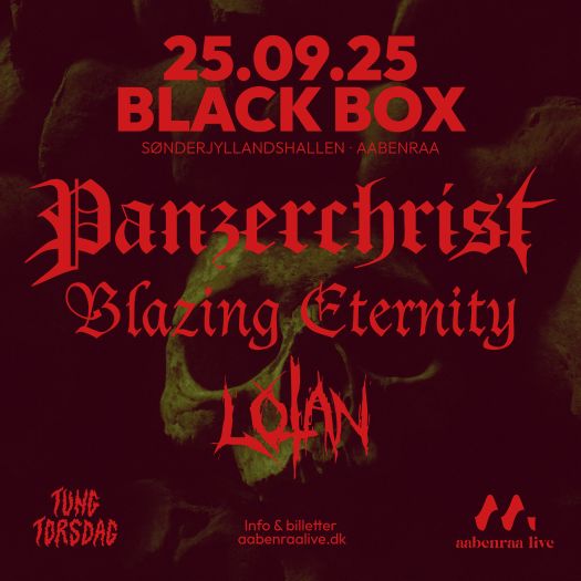 alt="Blazing Eternity, Panzerchrist og Lotan koncert i Sønderjyllandshallen - den 25. september 2025"