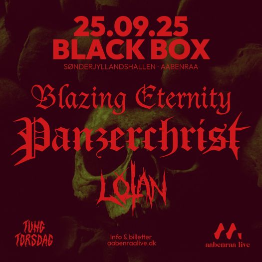 alt="Blazing Eternity, Panzerchrist og Lotan koncert i Sønderjyllandshallen - den 25. september 2025"